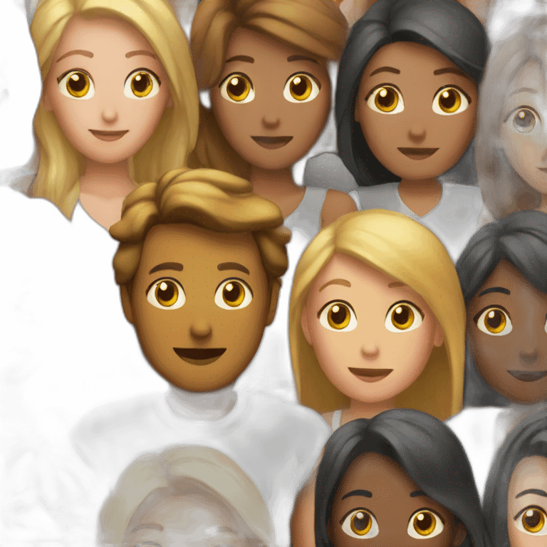 Man sitting between women emoji