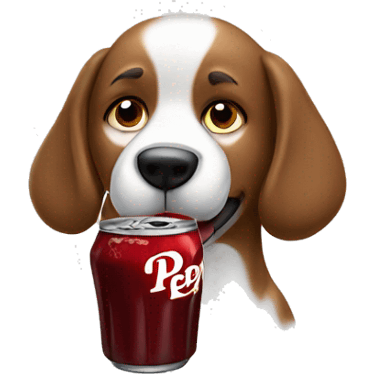 Dog drinking Dr Pepper emoji