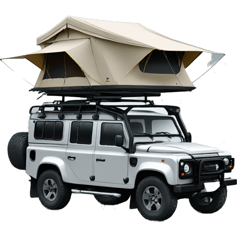 Black defender with auto home roof top tent  emoji