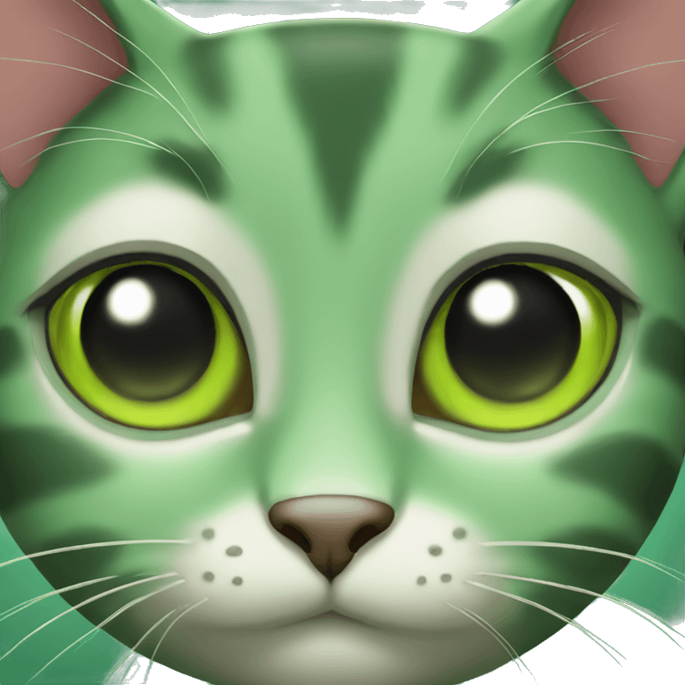 Green Cat with shine eyes emoji