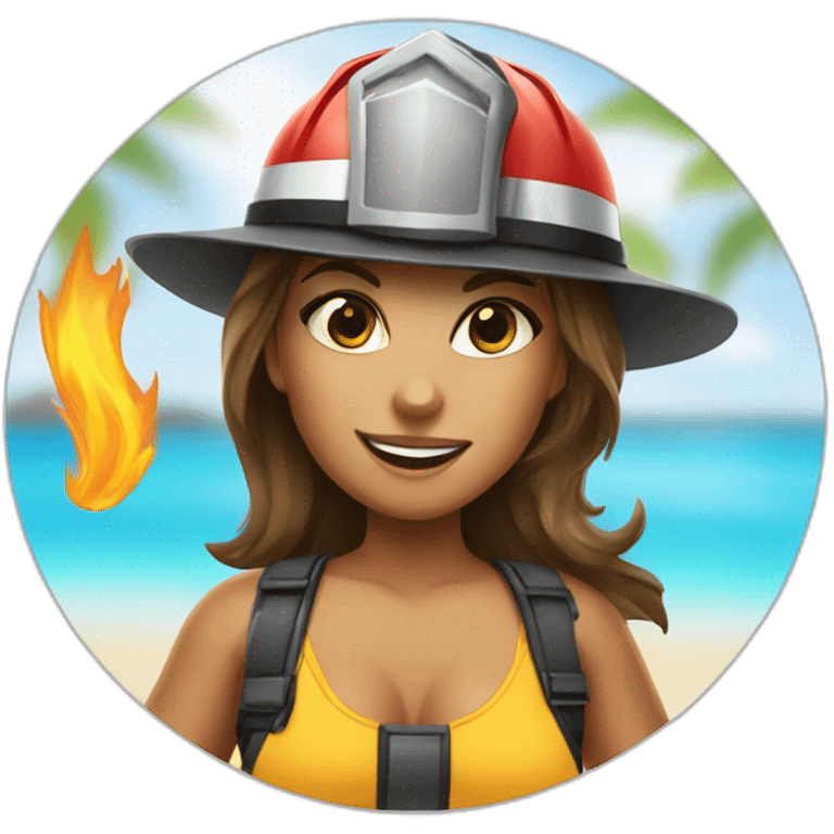 Buffed Catloving girl Firefighter beach volley emoji