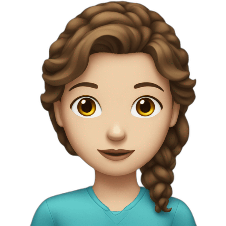 Girl with Brown hair and azure eyes writer emoji