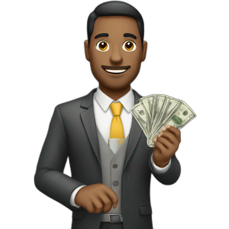 emprendedor con dinero en la mano emoji