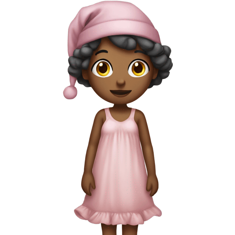 Girl with night gown and stocking hat emoji