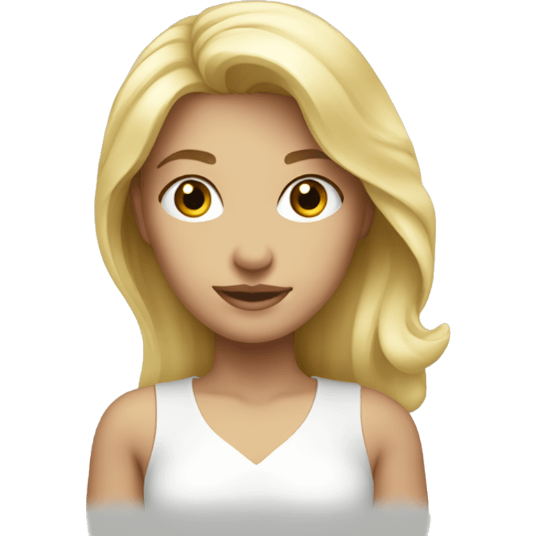 Blonde girl with white top emoji