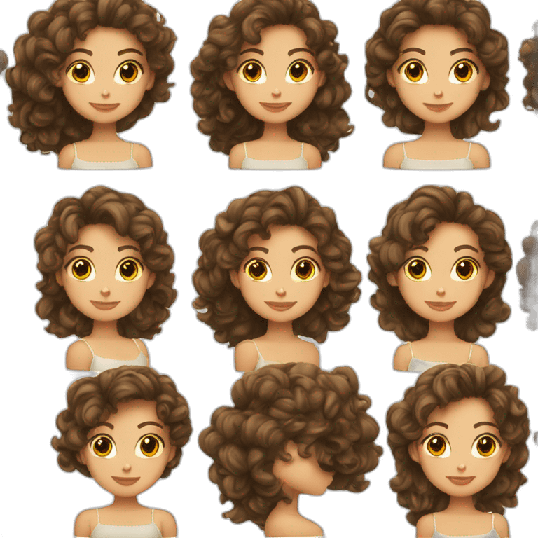 Fille brune cheveux bouclés long emoji