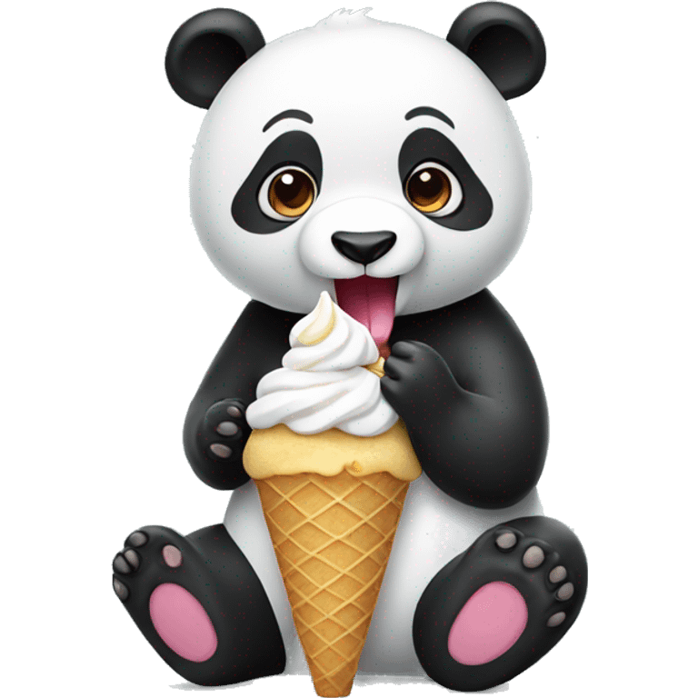 Panda eating ice cream emoji