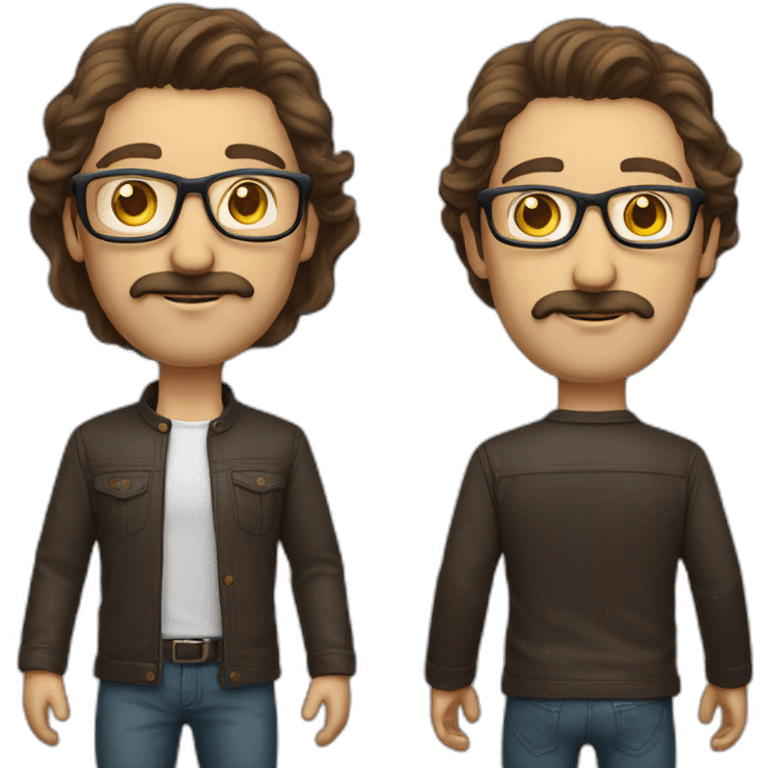 brown hair middle aged male designer with moustache glasses emoji