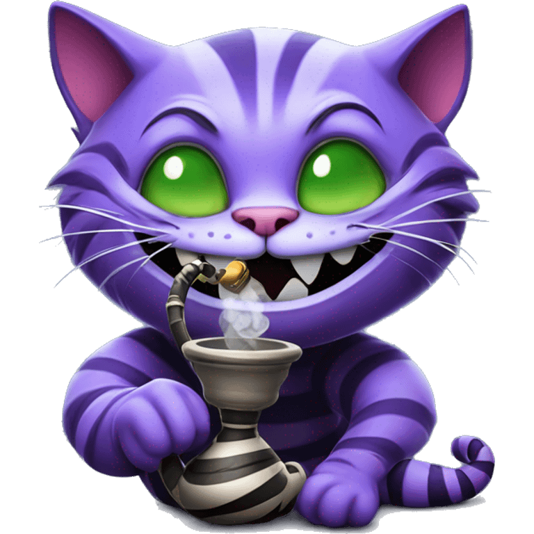 Cheshire Cat smoking a hookah, iOS emoji style art emoji