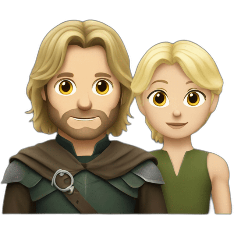 very short haired aragorn with a blonde-haired child emoji