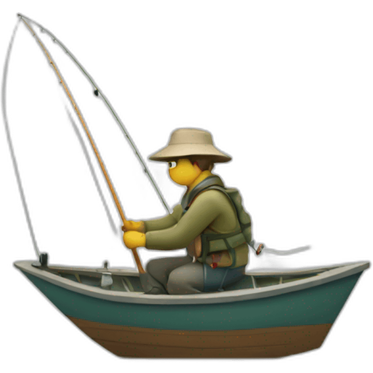 A fisherman fishing with a rod on a small boat emoji