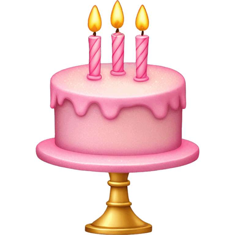 Sparkly light pink two tier birthday cake with candles emoji