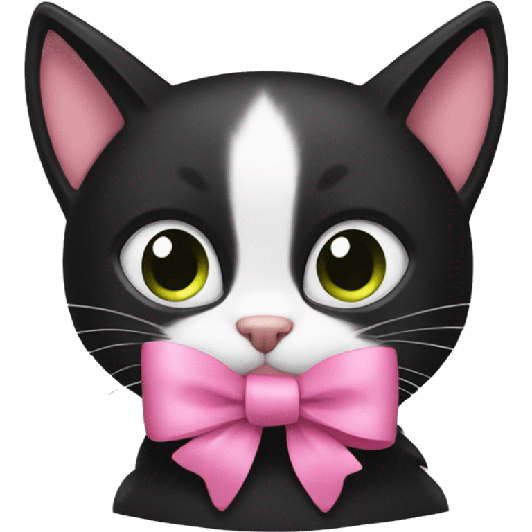 Black cat with pink bow on top of its head emoji