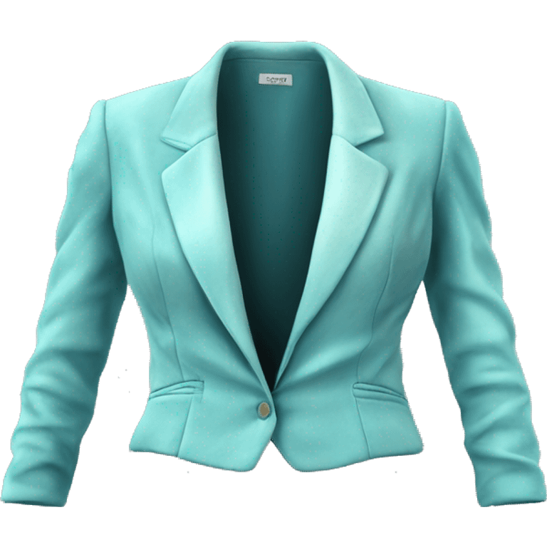 Hyper Realistic isolated side view of a pair of velvet light robins egg blue feminine blazer jacket. emoji