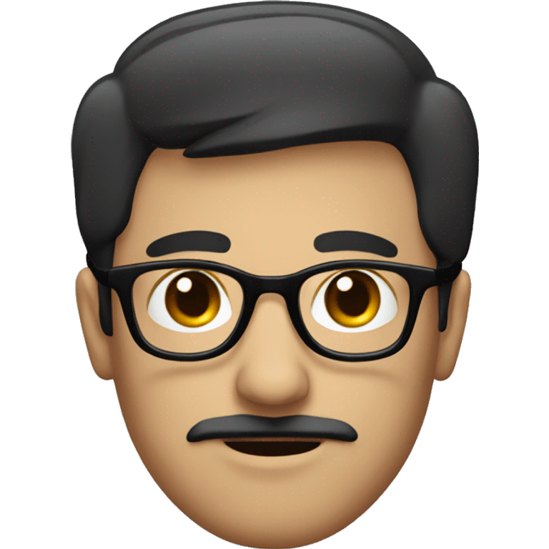 dark hair dark eye man with short mustache wearing glasses emoji