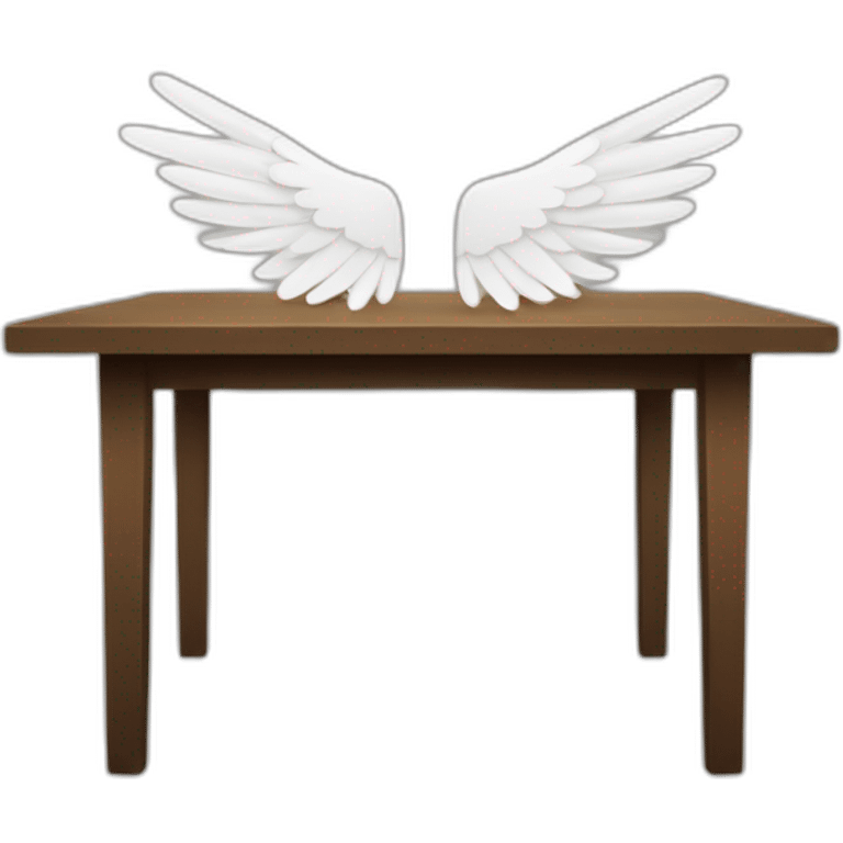 Merde avec des ailes et une table emoji