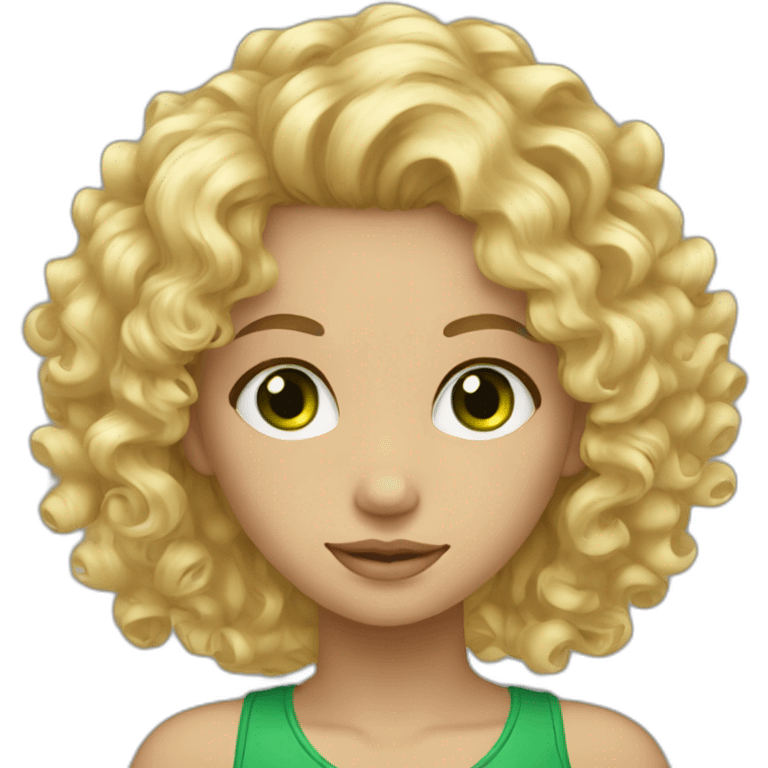 blonde girl curly hair green eyes emoji