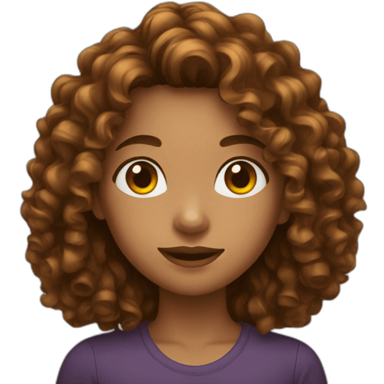 Long Brown Curly Hair Girl emoji