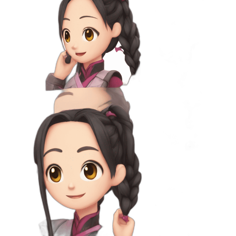 Nezuko qui touche sont nez emoji