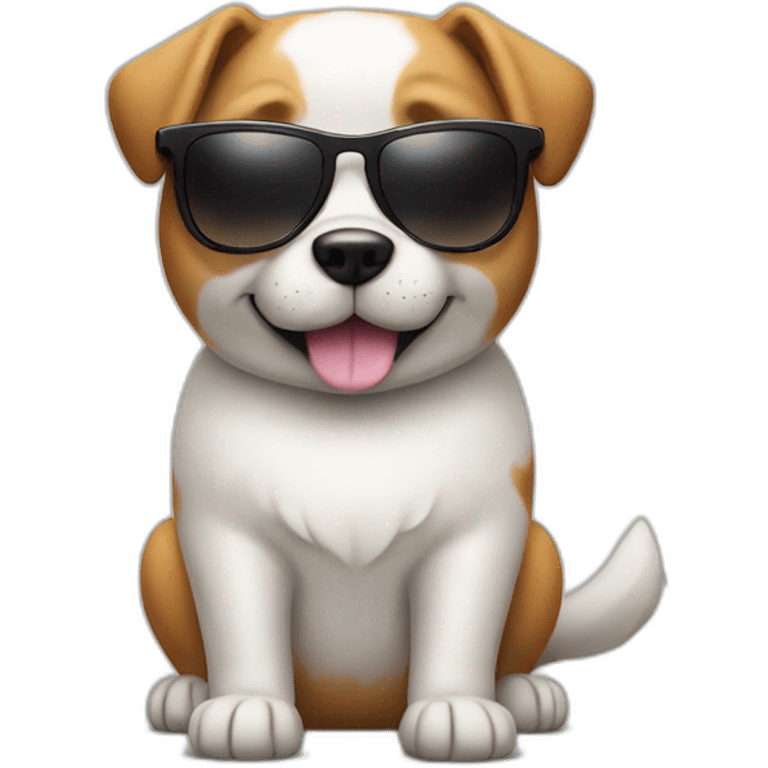 Dog with sunglasses with a marshmellow emoji