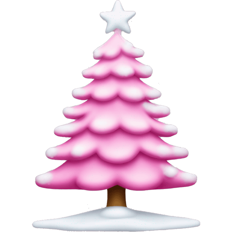 a pink christmas tree with snow emoji