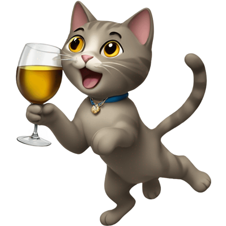 cat with a wine glass flying emoji