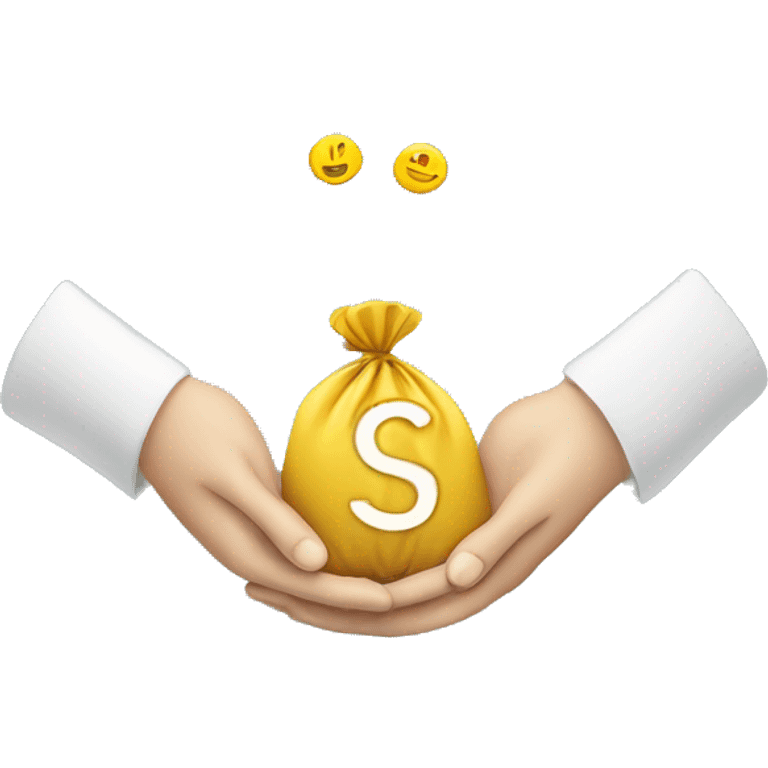 Giving back to charity, hands giving back money emoji