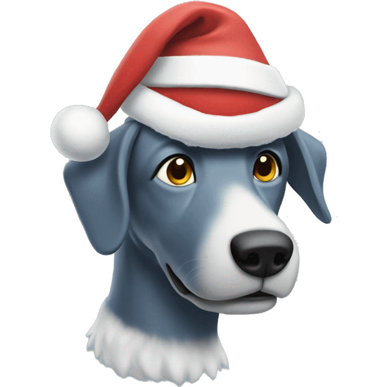 Bluey in a Santa hat emoji