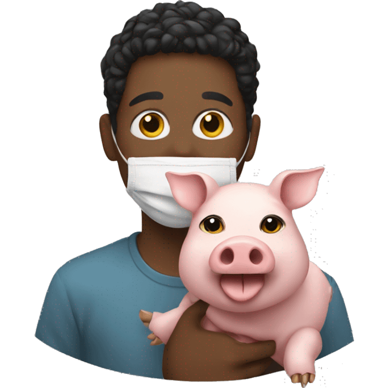 Smile holding a pig like a mask  emoji