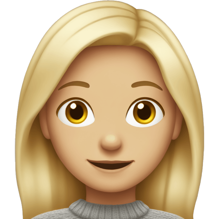 blonde  girlsmiling in sweater emoji