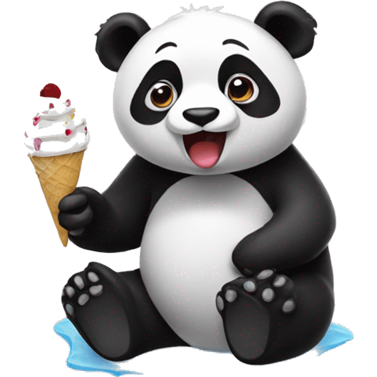 Panda eating ice cream emoji