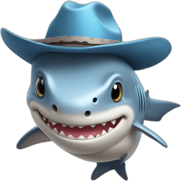 cute shark with a cowboy hat emoji