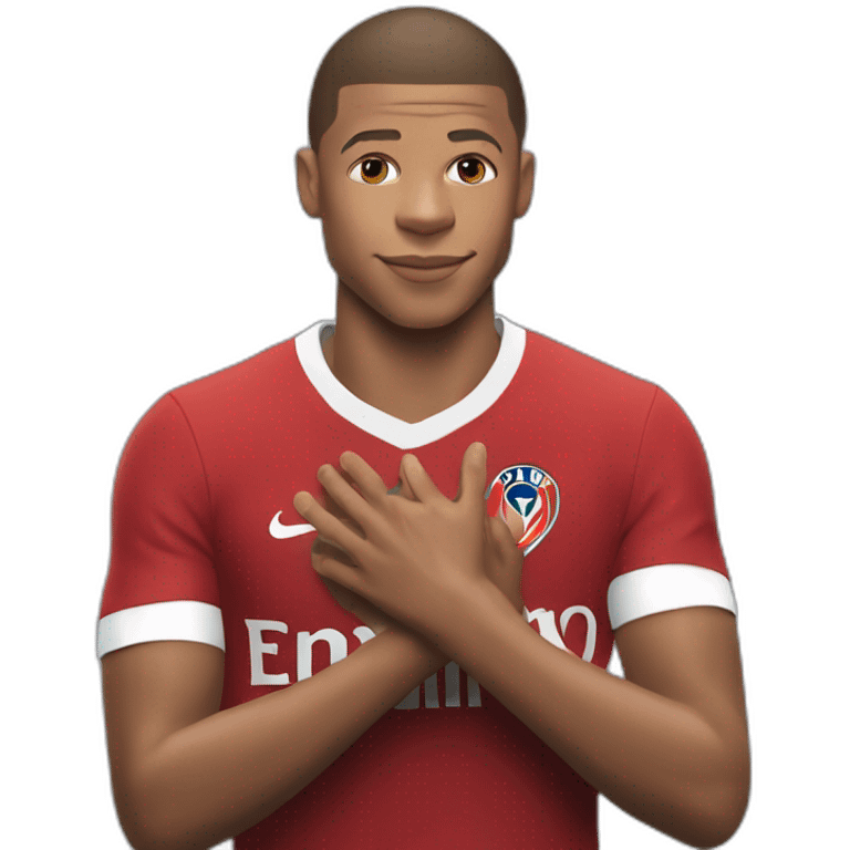 Kilian mbappe who makes a heart shape with his hands emoji