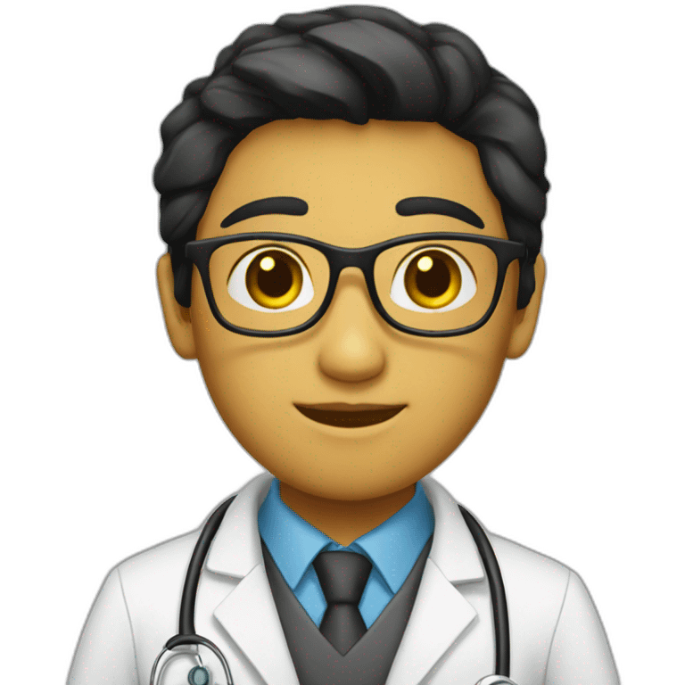 The Young eye doctor with black hair yellow face emoji