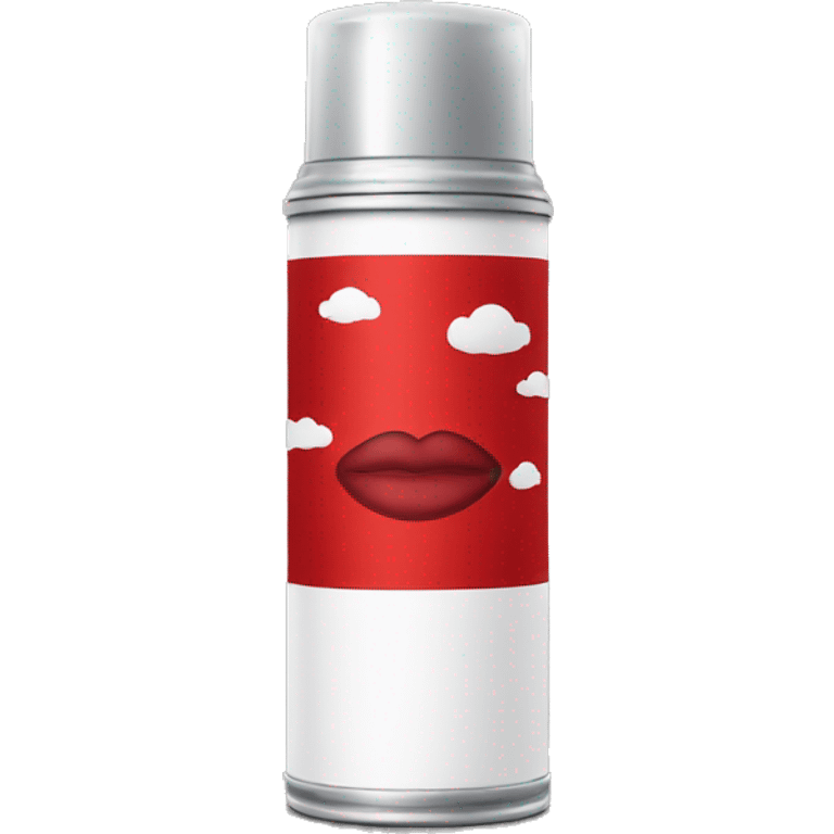 aerosol con un logo de labios rojos  emoji