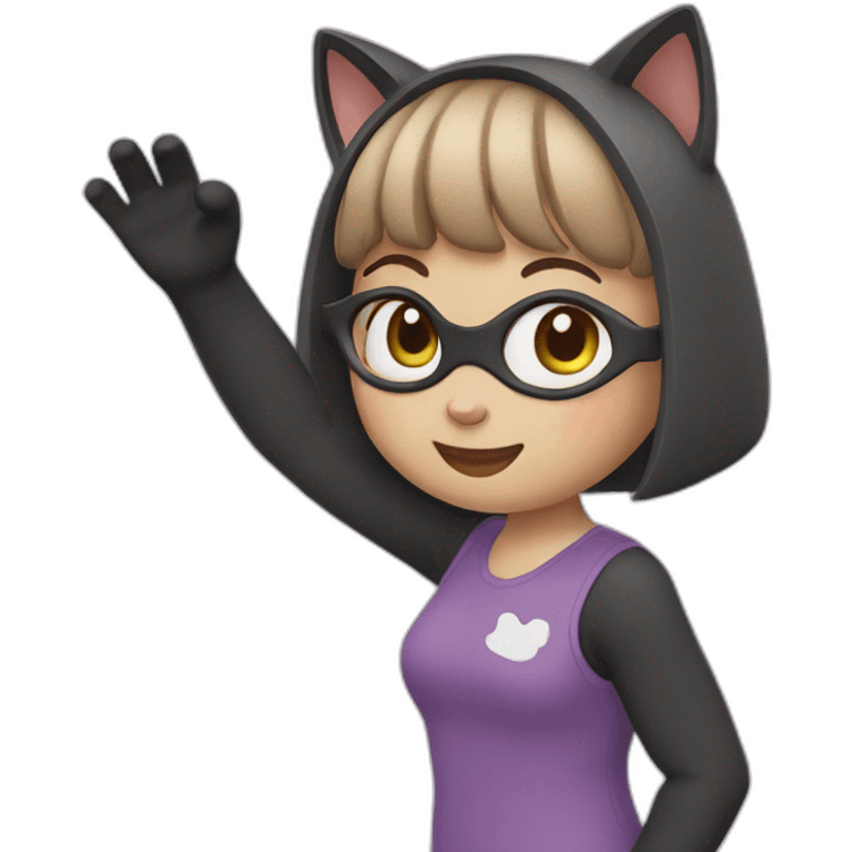 cat girl waving emoji