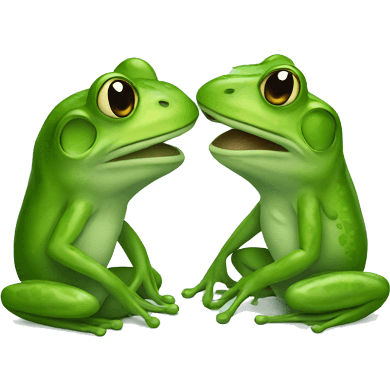 Two frogs kissing each other emoji