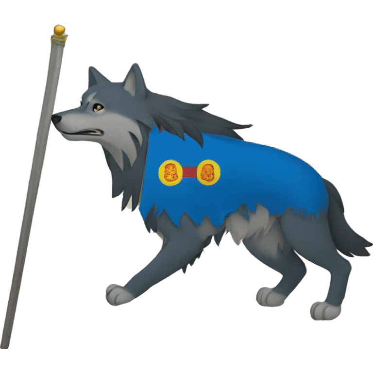 mongol flag with a wolf emoji