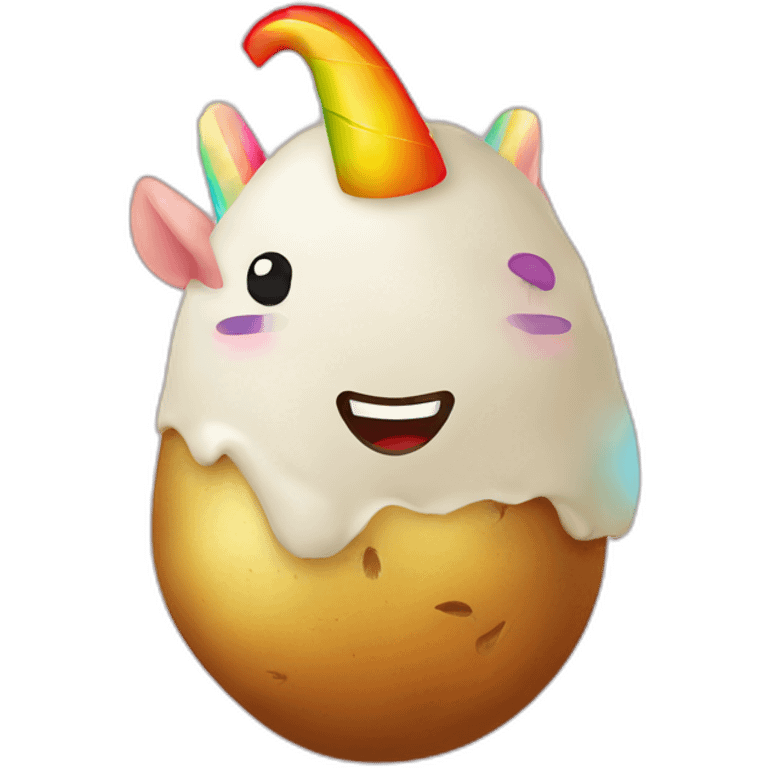 potato with unicorn head, rainbow emoji