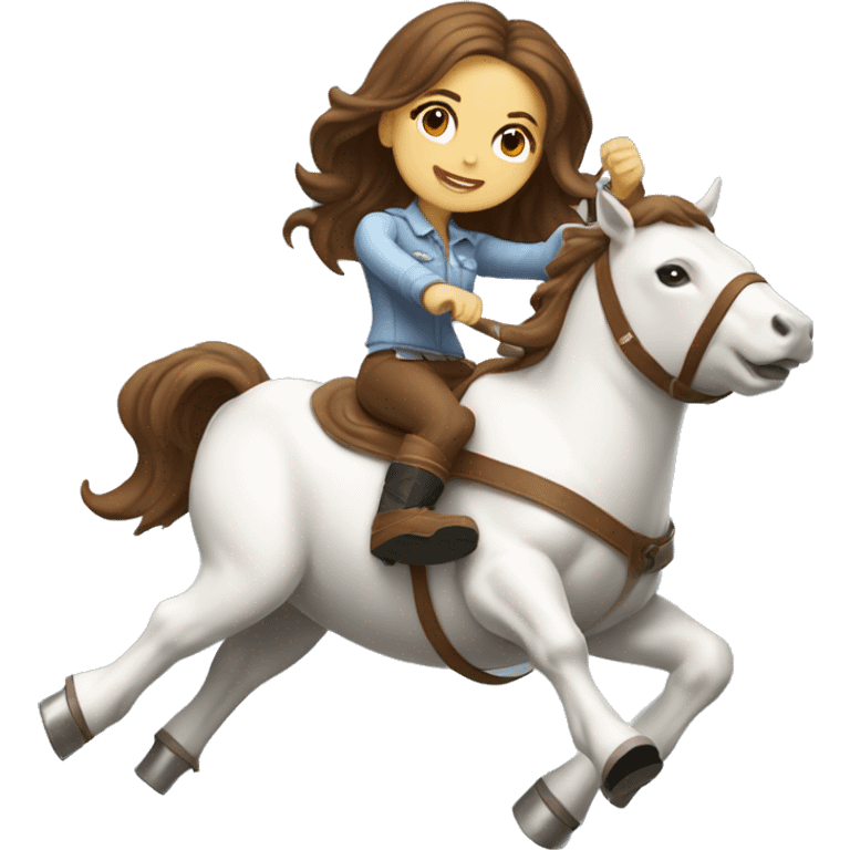 girl with white knee high boots and brown hair riding mechanical bull  emoji