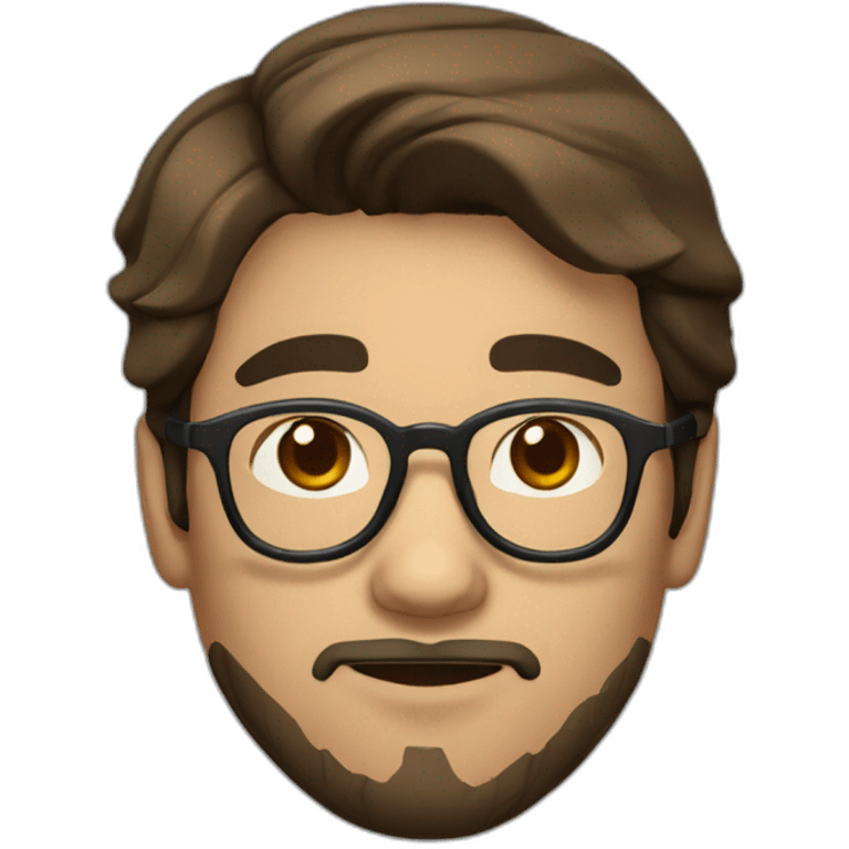 young asian guy brown hair with parting mid long in the middle turtletoise glasses and a beard emoji