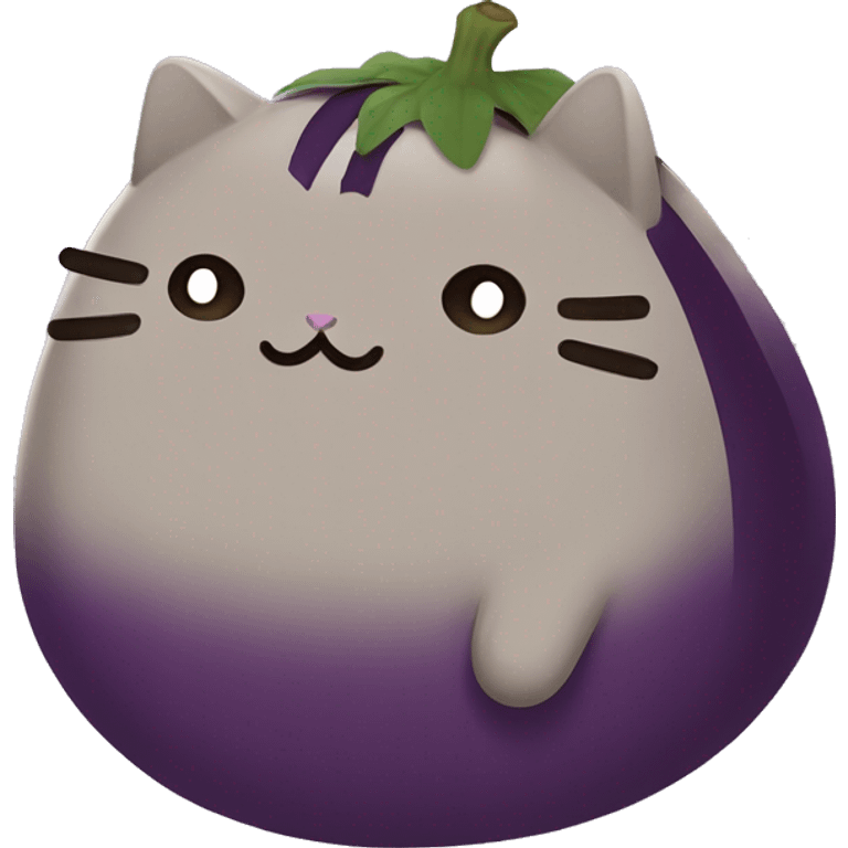 Pusheen cat offering an eggplant emoji