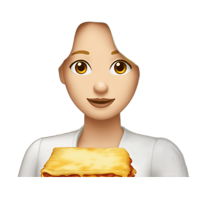 Une jolie blonde qui manges de la lasagne emoji