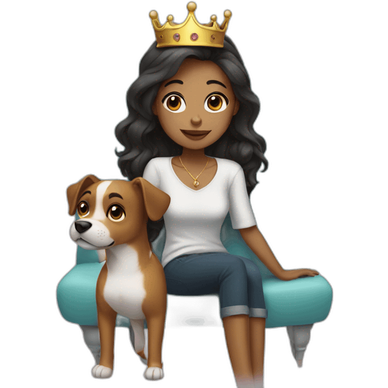 girl in a penthouse with a crown and a dog emoji