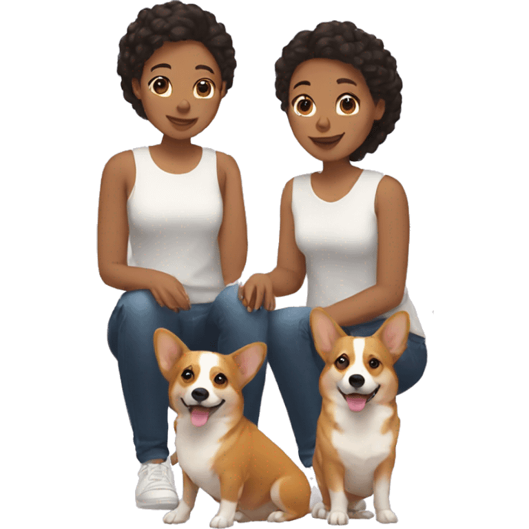 lesbian couple with corgi dog emoji