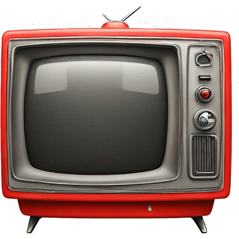 Realistic red retro TV set isolated  emoji