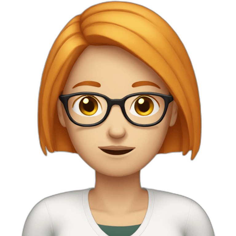 white women. Ginger Hair, straight Hair,hand facepalm wearing glasses emoji