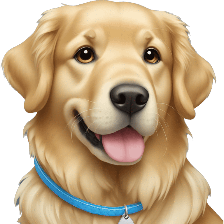 Golden Retriever mit blauem Halsband  emoji