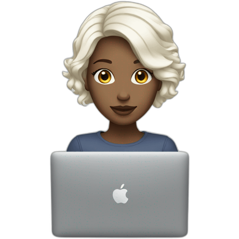 it-white-girl-white-short-hair-with-macbook emoji