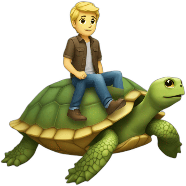 Homme blond sur une tortue emoji